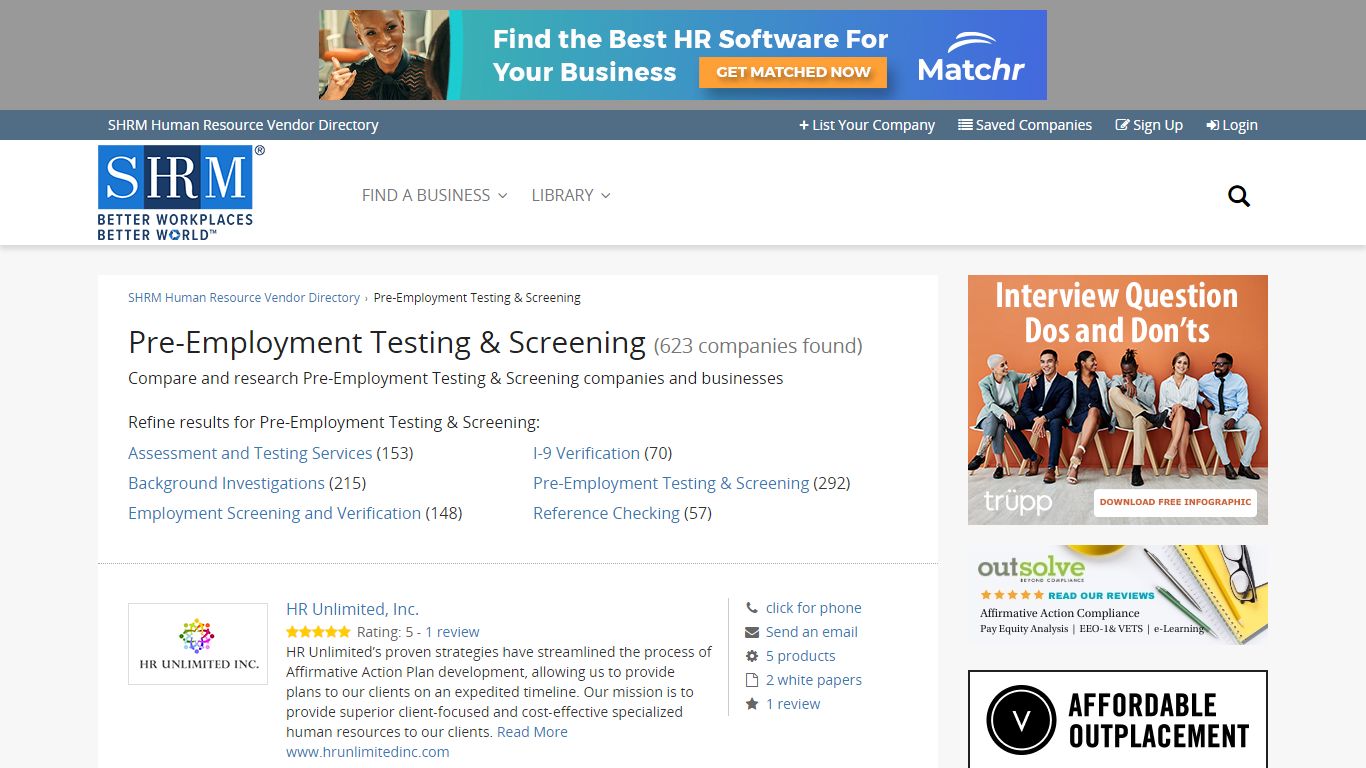 Pre-Employment Testing & Screening (623 companies found) - SHRM