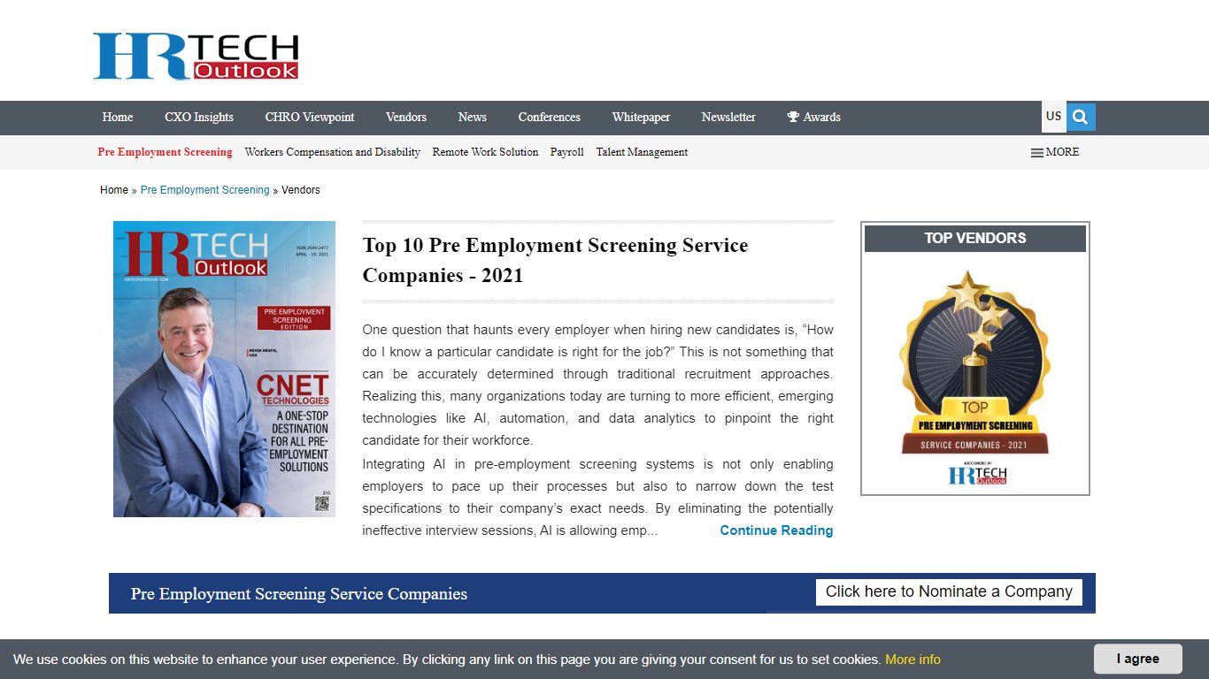 Top 10 Pre Employment Screening Service Companies - 2021